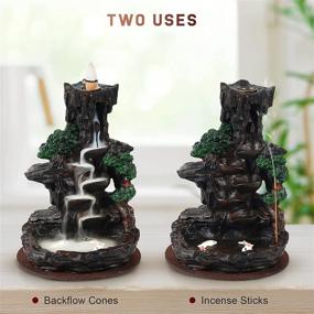 img 3 attached to SOLEJAZZ Backflow Incense Burner Waterfall Tower +120 🔥 Cones & 30 Sticks + Home Decor Aromatherapy Ornament