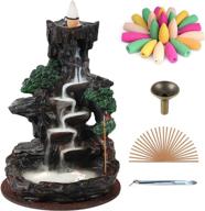 solejazz backflow incense burner waterfall tower +120 🔥 cones & 30 sticks + home decor aromatherapy ornament logo