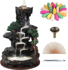 img 4 attached to SOLEJAZZ Backflow Incense Burner Waterfall Tower +120 🔥 Cones & 30 Sticks + Home Decor Aromatherapy Ornament