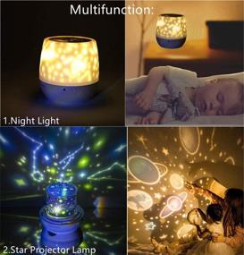 img 2 attached to Multifunction Kids Bedroom Night Light: 360°Rotating Star Projector Lamp with 6 Films of Early Education - Perfect for Baby’s Bedroom, Shower, and Kid's Festival Gifts. 6 Modes USB and 3AA Battery Power Supply