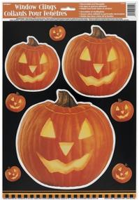 img 1 attached to 🎃 Яркий разноцветный хэллоуинский наклейка для окна: уникальные отрасли 27954 липкий клей для вырезанной тыквы, 1 шт.