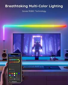 img 3 attached to 🎮 Govee Glide RGBIC Smart Wall Light Bar for Gaming and Streaming - Music Sync Home Decor LED Light with 40+ Dynamic Scenes - Multicolor Customizable - Works with Alexa and Google Assistant - 6 Pcs + 1 Corner