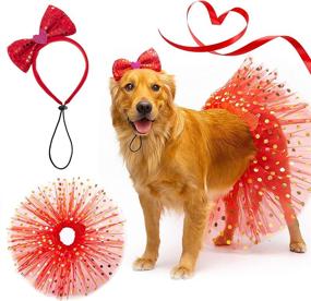 img 4 attached to ❤️ Valentines Day Dog Costume - Heart Headband & Tutu Dress for Large Dogs - Cute Red Holiday, Party Accessories Clothing - FLYSTAR