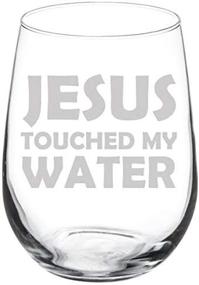 img 3 attached to Wine Glass Goblet: Hilarious Jesus Touched My Water Design (17 oz Stemless)