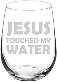 img 1 attached to Wine Glass Goblet: Hilarious Jesus Touched My Water Design (17 oz Stemless)