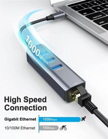img 3 attached to 💻 ABLEWE USB C to Ethernet Adapter - 4-in-1 RJ45 to USB C Thunderbolt 3/Type-C Gigabit Ethernet LAN Network Adapter for MacBook Pro 2020/2019/2018, MacBook Air, Dell XPS, Chromebook, Linux, Galaxy S20