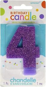 img 1 attached to 🎉 Sparkling Purple #4 Glitter Birthday Candle: A Perfect Party Supply
