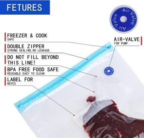 img 1 attached to 🔒 20 Piece Double-Zip Quart Size Vacuum Bags for Food Storage - Reusable Sealer Bags | BPA Free