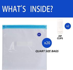 img 3 attached to 🔒 20 Piece Double-Zip Quart Size Vacuum Bags for Food Storage - Reusable Sealer Bags | BPA Free