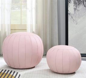 img 1 attached to Comfortland Unstuffed Ottoman Pouf Covers: Stylish & Spacious Faux Leather Foot Stool, Perfect for Living Room, Bedroom, and Kids Room Pink Décor