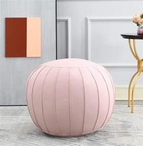 img 4 attached to Comfortland Unstuffed Ottoman Pouf Covers: Stylish & Spacious Faux Leather Foot Stool, Perfect for Living Room, Bedroom, and Kids Room Pink Décor