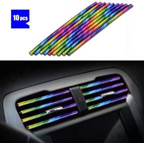 img 4 attached to SOOMILE 10 Pack Car Air Conditioner Outlet Vent Decoration Strip PVC Colorful Shiny Car Trim Strip For Car Decoration Replacement Parts