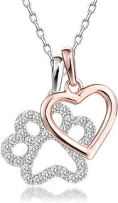 img 4 attached to 🐾 Sterling Silver Dog Paw Print Pendant Necklace with Rose Gold Heart Charm - 18'' Length: GuqiGuli