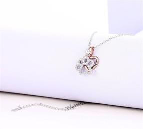 img 3 attached to 🐾 Sterling Silver Dog Paw Print Pendant Necklace with Rose Gold Heart Charm - 18'' Length: GuqiGuli