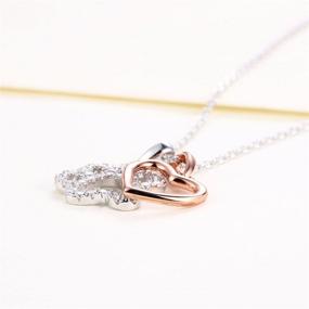 img 2 attached to 🐾 Sterling Silver Dog Paw Print Pendant Necklace with Rose Gold Heart Charm - 18'' Length: GuqiGuli