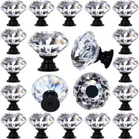 img 4 attached to 🔲 DeElf 12 PCS Clear Crystal Glass Drawer Cabinet Pulls Knobs Diamond Shape Decorative - Black Color Base - 30mm (1-1/4") for Kitchen, Dresser