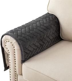 img 4 attached to 🛋️ Eismodra Dark Gray Couch Cover with Armrest, Backrest, and Anti-Slip Feature - Perfect for Leather L Shaped Sofas and Loveseats - 28 x 28 Inches (1 Piece)