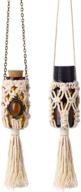 dahey mini macrame hanging bottle charms for car rear view mirror - boho car ornament decor with waxed rope wrap - perfect for car or home logo