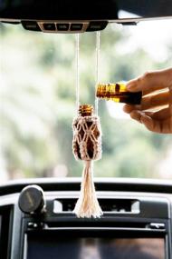 img 1 attached to Dahey Mini Macrame Hanging Bottle Charms for Car Rear View Mirror - Boho Car Ornament Decor with Waxed Rope Wrap - Perfect for Car or Home