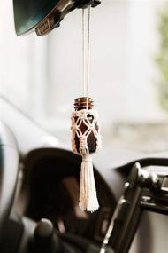 img 2 attached to Dahey Mini Macrame Hanging Bottle Charms for Car Rear View Mirror - Boho Car Ornament Decor with Waxed Rope Wrap - Perfect for Car or Home