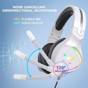 img 2 attached to 🎧 Nivava K12 White Gaming Headset: 7.1 Surround Sound PS4 Headset with Noise Cancelling Mic, RGB Lights for PC, PS5, Mac & More!