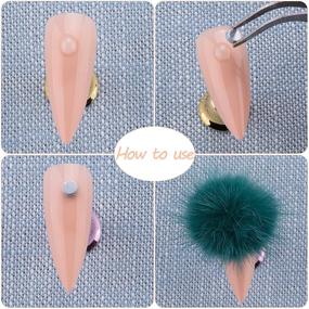 img 2 attached to FEQO 24 шт. Ногтей Pom Пушистый шар 3D съемный Pom Charm Faux Fur Ball с отстегивающимся основанием для дизайна ногтей Nail Tip Decoration (Яркий цвет)