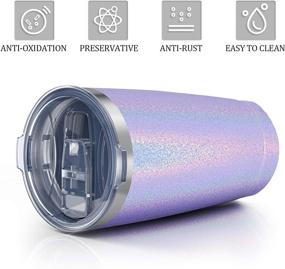 img 2 attached to Rainbow Lavender Purple Aikico 20oz Travel Tumbler - Vacuum Insulated Coffee 🌈 Mug with Splash Proof Lid, Stainless Steel Double Wall Thermos and Black Straws