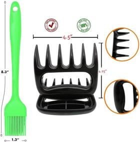 img 3 attached to 🍖 Meat Claws - High-Quality Meat Shredder Claws for Perfectly Pulled Pork + Basting Brush & Pastry Brushes for BBQ Grill Brush & Kitchen Baking Set - Silicone Oil Brushes with Soft Bristles - Green, Yellow, Black (Pack of 4)