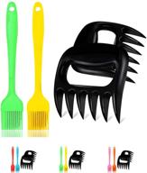 🍖 meat claws - high-quality meat shredder claws for perfectly pulled pork + basting brush & pastry brushes for bbq grill brush & kitchen baking set - silicone oil brushes with soft bristles - green, yellow, black (pack of 4) logo