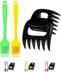 img 4 attached to 🍖 Meat Claws - High-Quality Meat Shredder Claws for Perfectly Pulled Pork + Basting Brush & Pastry Brushes for BBQ Grill Brush & Kitchen Baking Set - Silicone Oil Brushes with Soft Bristles - Green, Yellow, Black (Pack of 4)