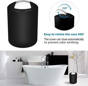 img 1 attached to MYFAMIREA 6 PCS Black Plastic Bathroom Accessory Set: Toothbrush Cup, Holder, Soap Dish, Dispenser, Trash Can, Toilet Brush Set