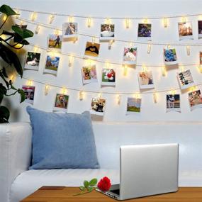 img 4 attached to 📸 8 Modes LED String Lights with 40 Photo Clips – Hanging Clothespin Picture Display Peg Card Holder, Ideal for Birthday, Mother's Day, Proposal, Wedding, Party Decorations, Gifts. Perfect for Girls School Dorm Room Décor