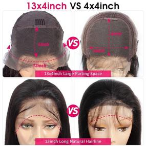 img 2 attached to 👩 Парики Antimi Lace Front - Волосы человека, предварительно выбранные 20" прямые HD Lace Frontal Парики для черных женщин - 100% бразильские девственные волосы, плотность 150% с детскими волосами - Натуральный цвет, 20 дюймов