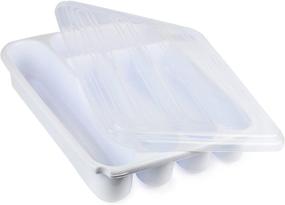 img 3 attached to White Plastic Flatware Tray with Lid - Silverware & 🍴 Utensil Drawer Organizer, Countertop Storage Container for Kitchen Cutlery - Enhanced SEO