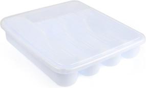 img 2 attached to White Plastic Flatware Tray with Lid - Silverware & 🍴 Utensil Drawer Organizer, Countertop Storage Container for Kitchen Cutlery - Enhanced SEO
