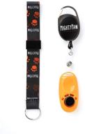 mighty paw dog training clicker: retractable belt clip & wrist lanyard for effective training (orange) logo