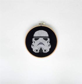 img 1 attached to 🌟 Premium Stormtrooper Cross Stitch Kit: 14 Count White Aida, 3.4"x 3.9" Size, 6 Vibrant Colors