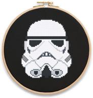 🌟 premium stormtrooper cross stitch kit: 14 count white aida, 3.4"x 3.9" size, 6 vibrant colors logo