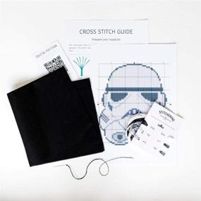 img 2 attached to 🌟 Premium Stormtrooper Cross Stitch Kit: 14 Count White Aida, 3.4"x 3.9" Size, 6 Vibrant Colors