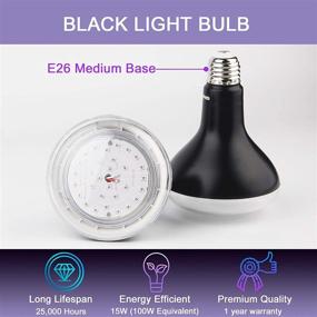 img 1 attached to 🔦 BR30 E26 LED UV Black Light Bulbs - 15W (100W Equivalent), UVA Level, 385-410nm - Glow-in-The-Dark UV Blacklight for Body Paints, Fluorescent Posters, Wedding Party (2 Pack)