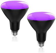 🔦 br30 e26 led uv black light bulbs - 15w (100w equivalent), uva level, 385-410nm - glow-in-the-dark uv blacklight for body paints, fluorescent posters, wedding party (2 pack) логотип