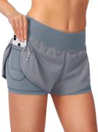 🏃 running shorts for women: 2 in 1 workout athletic gym and yoga shorts with convenient phone pockets логотип