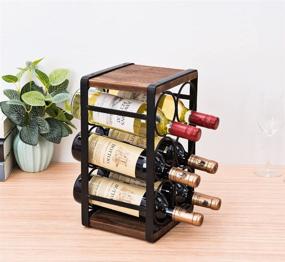 img 2 attached to Sudoku Rustic Wood Wine Rack Countertop - Holds 6 Bottles, No Assembly Required