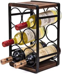 img 4 attached to Sudoku Rustic Wood Wine Rack Countertop - Holds 6 Bottles, No Assembly Required