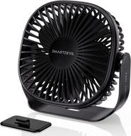 ✨ smartdevil rechargeable desk fan, portable personal battery operated desktop fan with pasteable hook, 3 speeds and 2000mah, dual 360° adjustment, quiet table fan for home office and outdoor use (black) logo