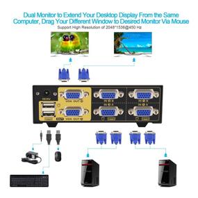 img 3 attached to 🖥️ CKL VGA KVM Переключатель 2 порта с двойным монитором расширенного дисплея с аудио и USB-хабом - CKL-822UA