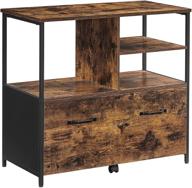 industrial rustic brown and black file cabinet with open shelves, drawer, and casters for home office - vasagle printer stand for a4 and letter sized documents (uofc043b01) logo