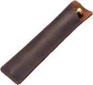 🖋️ daimay crazy horse leather pen case holder: handmade fountain pen pouch for ballpoint, stylus & touch pens in brown - protective sleeve cover logo
