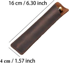 img 3 attached to 🖋️ Daimay Crazy Horse Leather Pen Case Holder: Handmade Fountain Pen Pouch for Ballpoint, Stylus & Touch Pens in Brown - Protective Sleeve Cover