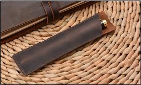 img 2 attached to 🖋️ Daimay Crazy Horse Leather Pen Case Holder: Handmade Fountain Pen Pouch for Ballpoint, Stylus & Touch Pens in Brown - Protective Sleeve Cover
